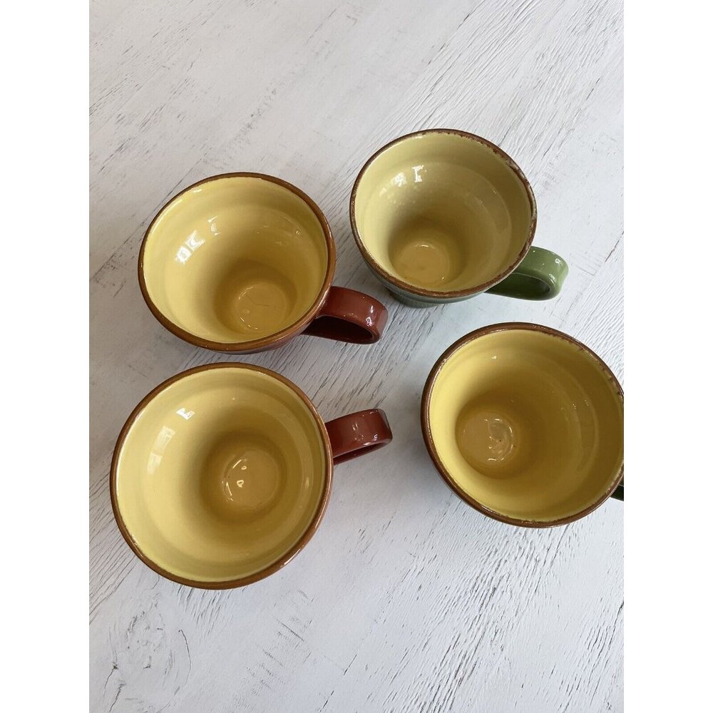 Set 4 Vietri Mugs Brown & Green Cucina Fresca Italy Red ware - Picture 7 of 7